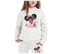 Générique Filles Loisirs Sweatshirt Set Vêtement de Jogging d'automne Printemps Pantalons Costume Enfant Imprimé Ensembles Unisex Sweat Capuche et Legging Sport pour Les Enfants