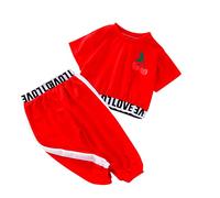 Générique Filles Loisirs Sweatshirt Set Vêtement de Jogging d'automne Printemps Vêtements Mode Ados Encapuchonné Crop Top Bottom Pantalon et Haut Sweats Capuch pour Les Enfants Costume