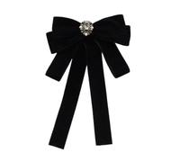 Générique Filles Vintage Perles Velours Noeuds Cravates Broche Étudiant Uniforme Pré Attaché Bowknot Corsage Cravate Clip Bowtie