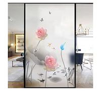 Générique Film Fenetre Vitrail Film décoratif for fenêtre, belle fleur de Lotus, vitrail, autocollants sans colle, statique, givré Pour Fenêtre(Pattern K,80x180cm WxH)