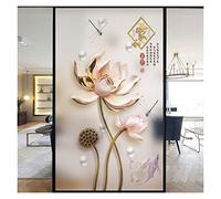 Générique Film Fenetre Vitrail Film décoratif for fenêtre, belle fleur de Lotus, vitrail, autocollants sans colle, statique, givré Pour Fenêtre(Pattern H,80x180cm WxH)