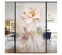 Générique Film Fenetre Vitrail Film décoratif for fenêtre, belle fleur de Lotus, vitrail, autocollants sans colle, statique, givré Pour Fenêtre(Pattern A,40x60cm WxH)