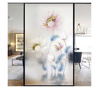 Générique Film Fenetre Vitrail Film décoratif for fenêtre, belle fleur de Lotus, vitrail, autocollants sans colle, statique, givré Pour Fenêtre(Pattern F,50x100cm WxH)
