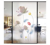 Générique Film Fenetre Vitrail Film décoratif for fenêtre, belle fleur de Lotus, vitrail, autocollants sans colle, statique, givré Pour Fenêtre(Pattern E,60x200cm WxH)