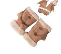 Générique Fingerless Gloves - Fleece Lined Top Mittens | Touchscreen Work Gloves | Soft Mitts With Foldable Cover For Walking Running Hiking Outdoor Cold Weather