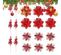 Générique Fiori Di Natale Artificiali per Albero,Decorazioni Natalizie - Rami Decorativi Natalizi | per Ghirlande Festoni Proprietari Appartamento Designer D'Interni Mensola Del Portico Inv