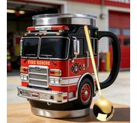Générique Fire Rescue Mug - For the Bravest Among Us, Handcrafted 3D Fire Truck Coffee Cup, for Firefighters Station Work Gift, Coffee and Truck Lovers (#1)