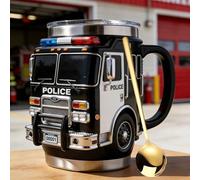 Générique Fire Rescue Mug - For the Bravest Among Us, Handcrafted 3D Fire Truck Coffee Cup, for Firefighters Station Work Gift, Coffee and Truck Lovers (#2)
