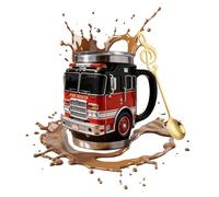 Générique Fire Rescue Mug - For the Bravest Among Us, Handcrafted Fire Rescue Car Coffee Mug, 3D Fires Truck Coffee Cup Double Wall Stainless Steel Insulated Tumbler (1PCS)