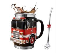 Générique Fire Rescue Mug - For the Bravest Among Us, Handcrafted Fire Rescue Car Coffee Mug, Double-Wall Insulated Cup for Hot/Cold Drinks, Kitchen and Desktop Decoration, Unique Gifts Firemen (1pc)