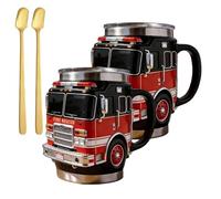 Générique Fire Rescue Mug - for The Bravest Among Us, Handcrafted Fire Rescue Car Coffee Mug, Stainless Steel Tumbler, Double-Wall Insulated Cup, for Kitchen and Desktop Decoration (2PCS)