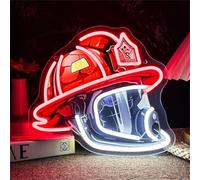 Générique Firefighter Helmet Neon Sign,LED Neon USB Powered Neons Sign,Fire Station Helmet Neons Signs Light,Fire Department Wall Decor Mood Lights for Firefighters & Husband Gift