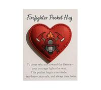 Générique Firefighter Hug - Heart Shape Inspirational Souvenir, Portable Encouragement Cards | For Fireman Rescue Personnel Deployment Training Birthday Christmas Graduation Holiday Themed Events