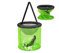 Générique Fish Basket - Circular Foldable Mesh Bucket Live Lure Net Cage | Round Buoyancy, Floating Shrimp Bait Fishing Gear for Outdoor Lake River Saltwater Crayfish Shrimps Catfish Ice