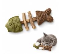 Générique Fish Bone Cat Chew Toy, Catnip Silvervine Stick, Wooden Fishbone Bite Toy for Indoor Play and Daily Fun (C)