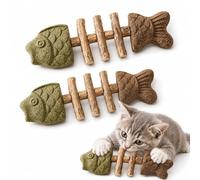 Générique Fish Bone Cat Chew Toy, Catnip Silvervine Stick, Wooden Fishbone Bite Toy for Indoor Play and Daily Fun (C+C)