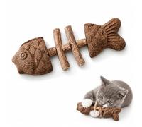 Générique Fish Bone Cat Chew Toy, Catnip Silvervine Stick, Wooden Fishbone Bite Toy for Indoor Play and Daily Fun (B)