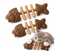 Générique Fish Bone Cat Chew Toy, Catnip Silvervine Stick, Wooden Fishbone Bite Toy for Indoor Play and Daily Fun (B+B)