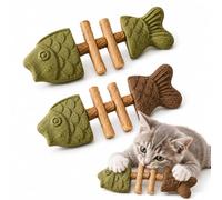 Générique Fish Bone Cat Chew Toy, Catnip Silvervine Stick, Wooden Fishbone Bite Toy for Indoor Play and Daily Fun C)