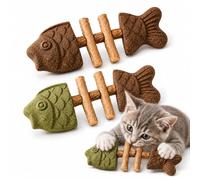 Générique Fish Bone Cat Chew Toy, Catnip Silvervine Stick, Wooden Fishbone Bite Toy for Indoor Play and Daily Fun (B+C)