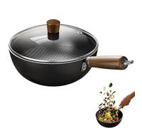 Générique Fish Scale Pattern Flat Bottom Non-Stick Pan, 2025 New Uncoated Non-Stick Household Cooking Pan, High Purity Frying Pans for Cooking, Handmade Round Wok, Suitable Cooker Gas (9.5in)
