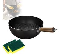 Générique Fish Scale Pattern Flat Bottom Non-stick Pan, 2025 New Uncoated Non-Stick Household Cooking Pan, Flat Bottom Frying Pan for Stir-Frying/Frying/Simmering, Easy to Clean (Without cover,24cm)