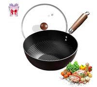 Générique Fish Scale Pattern Flat Bottom Non-stick Pan, 2025 New Uncoated Non-Stick Household Cooking Pan, High Purity Frying Pans for Cooking, Suitable Cooker Gas Stir Fry Pans (11.02in(28cm))