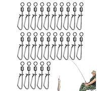 Générique Fishing and Clips - Durable Stainless Steel Quick Change Connectors, Swivel Design Ensuring Fast Bait Replacement | 25 Pieces Flexible 360 Degree Rotating for Professional Anglers