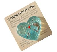 Générique Fishing Hug Heart Shaped Pocket Keepsake, Sentimental Gift with Card, Emotional chip for Friendship & Love | for Men Women Dad Family Friends, Mini Collectible Symbol of Care