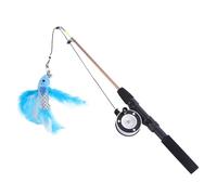 Générique Fishing Pole Cat Toy, Realistic Cats Teaser Wand, 15.75-28.35 inches, Interactive Training Game, Engaging Feather Attachment for Indoor Play and Bored Kittens, Black