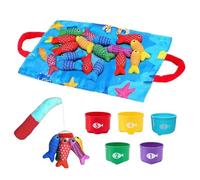 Générique Fishing Set, Interactive Kids Game Pack, Safe Fabric Catching Toy with Cup Stack, Development Learning Tool, Hand Eye Coordination Game with Cute Style, Preschool Activity Toy for Home