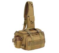 Générique Fishing Tackle Bag, Waterproof Fishing Fanny Pack with Rod Holder, Wear-Resistant Fish Tool Organizer Pouch, for Camping Traveling Hiking Survival 14.96x7.48x5.12 inches