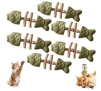 Générique Fix Your Cat’s Dental Health, Natural Fishbone Catnip & Silvervine Chew Toy, New Wooden Teeth Cleaning Stick, Interactive Kitten Chew Playthings, for Cats Teeth Cleaning (Catnip,6pcs)