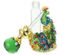 Générique Flacon de Parfum Vintage en Métal Émaillé Rétro 4 ML, Flacon D'huiles Essentielles Portable Vert Peacock, Accessoire Décoratif pour Salle de Bain et Table de Toilette