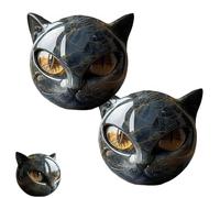 Générique Flairgifts Luxury Black Cat Stone Sculpture, Black Obsidian Cat Decor Statue Figurine, Hand-Carved Crystals and Healing Stones Carved, Gifts for Cats Lovers Women Men (2*pcs)