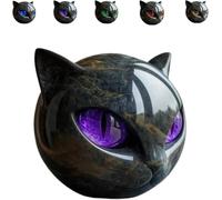 Générique Flairgifts Sculpture de Chat Noir, Décor Élégant et Cadeau Prêt à Offrir, Statuette Miniature en Résine à Texture Marbrée & Yeux Ambrés, Idéal pour Amoureux des Chats (Pourpre)