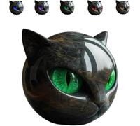 Générique Flairgifts Sculpture de Chat Noir, Décor Élégant et Cadeau Prêt à Offrir, Statuette Miniature en Résine à Texture Marbrée & Yeux Ambrés, Idéal pour Amoureux des Chats (Vert)