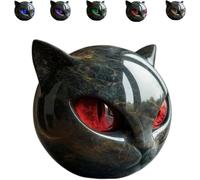 Générique Flairgifts Sculpture de Chat Noir, Décor Élégant et Cadeau Prêt à Offrir, Statuette Miniature en Résine à Texture Marbrée & Yeux Ambrés, Idéal pour Amoureux des Chats (Rouge)