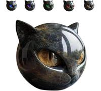 Générique Flairgifts Sculpture de Chat Noir, Décor Élégant et Cadeau Prêt à Offrir, Statuette Miniature en Résine à Texture Marbrée & Yeux Ambrés, Idéal pour Amoureux des Chats (Or)