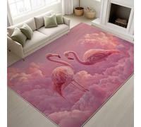 Générique Flamants Ciel Nuages Doux Tapiss Surréaliste Onirique Vibrant Imprimé Tapis Romantique Animaux Illustration Lavable Tapis de Antidérapant Rose pour Chambre Enfants 60 x 110 cm