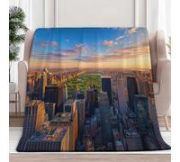 Générique Flanelle Couverture 220 x 240 cm Photographie Ligne D’Horizon De New York Couverture Polaire, Noir Jeté de Canapé Chaud et Doux en Peluche Couvertures de Lit pour Canapé Chaise and Camping