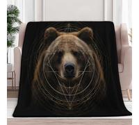 Générique Flanelle Couverture Animal Ours 220 x 240 cm Couverture Polaires, Jeté de Canapé Chaud et Doux en Peluche Noir Couvertures de Lit pour Canapé Chaise Camping