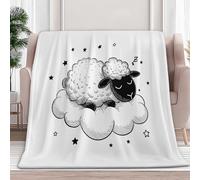 Générique Flanelle Couverture Mouton De Dessin Animé Nuages 220 x 240 cm Couverture Polaires, Jeté de Canapé Chaud et Doux en Peluche Blanc Couvertures de Lit pour Canapé Chaise Camping