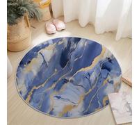 Générique Flanelle Douce Tapis Ronds 100 cm Rond, Minimalisme Texture Fluidité Tapis Décoratifs Imprimés - Tapise Ronds Antidérapants Lavables Ronds pour Salon Chambre Bleu