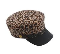 Générique Flat Leopard Casual Print rétro Top Beret Cap Navy Chapeau de Baseball féminin Casquettes Bonnet Femme (Khaki, One Size)