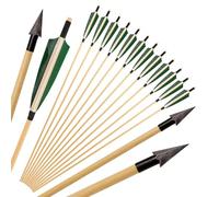 Générique Flèches en Bois Traditionnelles 31" Flèches de Chasse avec 5" Plume de Dinde Flèche en Bois Flèches de Tir avec Pointes de Chasse pour Arc Recourbé Arc Long Arc Traditionnel
