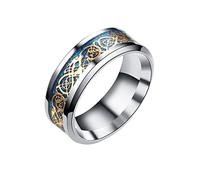 Générique Fléchettes Anneaux Bague Dorée Acier Inoxydable Dragon Avec Bague Argent Acier Dragon Anneaux Porte-clés Piercings Bagues (Gold, 12)