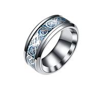 Générique Fléchettes Anneaux Bague Dorée Acier Inoxydable Dragon Avec Bague Argent Acier Dragon Anneaux Porte-clés Piercings Bagues (Blue, 9)