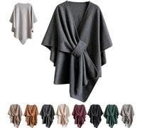 Générique Fleece Drape Shawl Wrap for Women, Poncho with Side Loop | Finely Stitched Pullover Hoodie, Ultra-Soft Warmth for The Shoulders, for Fall,Winter and Daily Wear