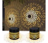 Générique Fleur De Lumiere Solaire Murale, Projecteur Solaire Mandala à Sept Couleurs Changeantes, Led éTanche Avec De Couleur Pour Une Utilisation ExtéRieure, Lampe Solaire DéCorative (Yellow*2)